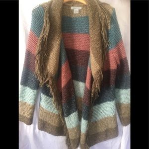 Liz Claiborne fringe neck cardigan.